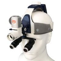 Medical Headlamp High Brightness Headband Binocular Medical Surgical Dental Loupes with Led Headlight for Dental Surgical Surgery Medical, Come with 2 Batteries (5W Headlight+6X Magnifier)