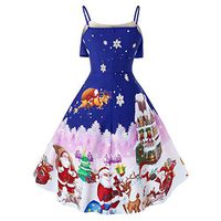 Jocund Womne Merry Christmas Dress Lovely Snowman Snowflake Print Skirt Camis Sleeveless Dress Blue