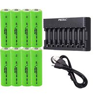 AA Rechargeable Battery 1.2V NIMH 1200mAh Button Top Battery (8Pack) with 8 Slot Battery Charger