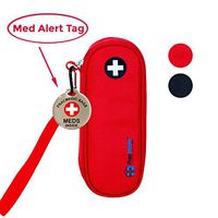PRACMEDIC EpiPen Medicine Case for Emergencies - Compact, Insulated, Red, 8” - Carrying Case Holds 2 EpiPens or Auvi Q, Antihistamine Tablets and Medicine - Easy Access (with Tag)