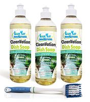 CleanVation™ Premium Biodegradable Green Liquid Dish Soap 3 Pack with Durable Dish Brush (Concentrated Eco-Friendly Grease Fighting Liquid Dish Soap 16 oz) - IslandBreeze