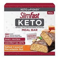 SlimFast Keto Meal Replacement Bar, Salted Caramel Macadamia (5 Count of 1.48 Oz Bars), 7.4 Oz