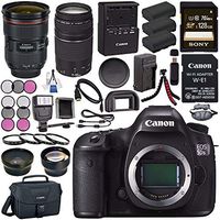 Canon EOS 5DS-R 5DSR DSLR Camera + Canon EF 24-70mm f/2.8L II USM Lens 5175B002 + Canon EF 75-300mm III Lens + LPE-6 Lithium Ion Battery + External Rapid Charger + Sony 128GB SDXC Card Bundle