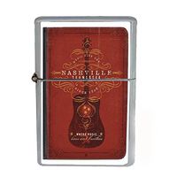 Wind Proof Dual Torch Refillable Lighter Vintage Poster D-039 Nashville Tennessee Where Music Lives Red Guitar