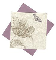 Faith Inspired Set of 6 Blank Notecards ~ Butterfly and Flower (Gold Foil; 5" x 5"; Purple Envelopes)
