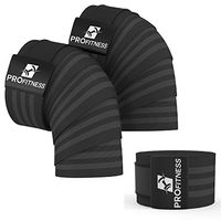 ProFitness Weightlifting Knee Wraps (Pair) – Adjustable Compression Sleeves for Cross Training, Squats, Powerlifting, Weightlifting – Improved Gym Workout Strength & Stability – Unisex (Black)
