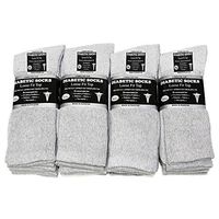 Diabetic Socks Crew Length Men Unisex Size 13-15 Grey 6 Pairs