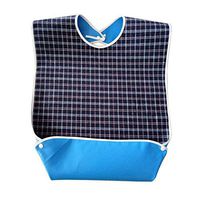 Waterproof Old People Meal Eating Drinking Bib Protector Disability Aid Apron - Dark Blue ruiycltd