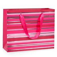 12ea - 10 X 3-1/8 X 7-7/8 Hot Pink Metallic Stripes Eurot Gusset - 3 1/8"