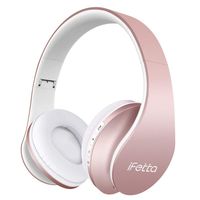 Bluetooth Wireless Over-ear Stereo Headphones, Fetta 4 in 1 Upgrade Bluetooth Foldable Headsets with Micro Support SD/TF Card (Upgrade Rose Gold)