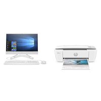 HP 21.5-Inch All-in-One Computer, AMD A4-9125, 4GB RAM, 1TB Hard Drive (22-c0010, White) & DeskJet 3755 Compact All-in-One Wireless Printer - Stone Accent (J9V91A)
