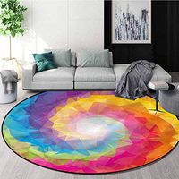 RUGSMAT Colorful Modern Machine Round Bath Mat,Poly Effect Spiral Form Coffee Table Mat Non-Skid Living Room Carpet Diameter-39