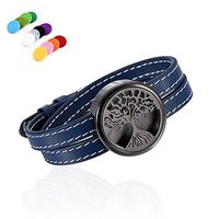 constantlife Men' Jewelry Genuine Leather Aromatherapy Essential Oil Fragrance Diffuser Perfume Lockets Bracelet with 12 Resuable Pads (D)