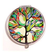 Lovefive Tree of Life Custom Fashion Silver Round Pill Case Drug Organizer Holder Pocket Or Wallet Organizer Case