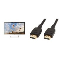 HP Pavilion 27-inch FHD IPS Monitor with LED Backlight (27xw, Snow White and Natural Silver) & AmazonBasics High-Speed 4K HDMI Cable, 6 Feet, 1-Pack