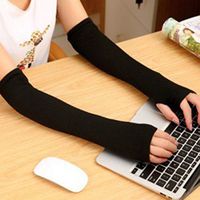 Meolin Winter Arm Gloves Long Fingerless Gloves Women's Long Arm Sleeves,Brown,