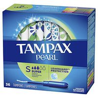 Tampax Pearl Tampons Super Absorbency with LeakGuard Braid, Unscented, 36 Count