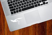 Dragon Rider - Design 2 - Computer Cut Trackpad/Keyboard Vinyl Decal YYDC (3" w x 1.5" h) (White)