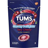 TUMS Chewy Delights Very Cherry Ultra Strength Antacid Soft Chews for Heartburn Relief, 32 count