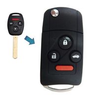 KEMANI Panic length:15mm New Uncut blank Remote Folding Flip Key Shell Case For Honda Accord Civic Pilot CR-V 4 buttons With Button Pad