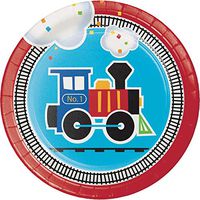 Creative Converting 322204 Train Dessert Plates, 7", Multicolor