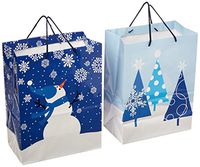 Hallmark Large Holiday Gift Bags (Pack of 2: Blue Trees and Snowman)