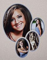 JoyceBoyce.com 11x14 Oval 4-Opening Foliage Embossed Double Matboard with Accent Mat Color (Baby Blue Accent)