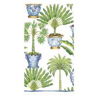 Caspari Potted Palms Paper Guest Towel Napkins in White, Two Packs of 15