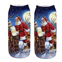 Women Mens Casual Work Business Socks 3D Christmas Santa Elk Printing Medium Sports Socks