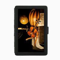 Perfection In Style Black Color Metal Cigarette Case Vintage Musical Instruments Design 004