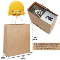 Brown Kraft Paper Bags with Handles - 14 X 6 X 16 ADDINGSTONE Heavy-Duty Party Favor, Gift Wrapping and Merchandise Bag - Eco-Friendly and Biodegradable Packing Supplies for Shopping (Pack of 25)