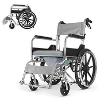 Shower Wheelchair Over Toilet with Commode - Bathroom Mobile Chair Commode - Sturdy Foldable Aluminum Frame Padded Seat Backrest with Handbrakes - Padded Toilet Seat