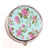 Green Mint Floral PINK ROSE Flower Custom Fashion Pill Box Medicine Tablet Holder Organizer Case for Pocket or Purse