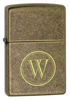 Personalized Zippo Antique Brass Lighter with Free Initial Laser Engraving