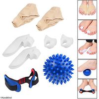 Bunion Protection and Recovery Kit - Gel Padded Bunion Protector Sleeve - Toe Separator with Bunion Guard - Standard Toe Spacer - Massage Ball - Exercise Strap - Relieves Pain and Discomfort