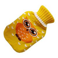 Transparent Classic Rubber Hot Water Bottle 2 Liter with Knit Cover - Yellow Owl