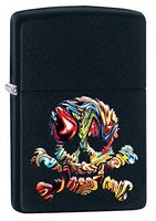 Zippo Textured Multi Color Skull Design Pocket Lighter, Black Matte Textured Skull, One Size