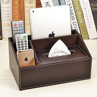 T-ZJHC Multi-Function Tissue Box Living Room Coffee Table Paper Remote Control Storage Box Creative Simple and Lovely, Brown Cowhide