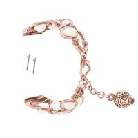 KuToo Compatible with Samsung Galaxy Watch 46mm Band, Women/Girls Adjustable Stainless Steel Wristband Light Luminous Pearl Bracelet, Rose Gold