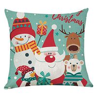 Indexshop 18"x 18" Christmas Santa Claus Reindeer Pattern Throw Pillow Covers, Xmas Winter Holiday Pillowcase, for Couch Sofa Car Decorative Pillowcase (F)