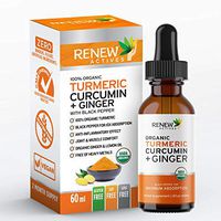 Renew Actives Turmeric Liquid Extract with Ginger & Lemon Oil - 100% Organic Pure Vegan Supplement, GMO Free, Best Absorption & Potency for Joint Pain, Inflammation & Antioxidant Support