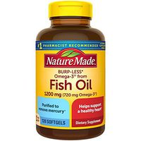 Nature Made Burp-Less Omega-3†† from Fish Oil 1200 mg Softgels, 120 Count (Packaging May Vary)