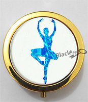 BlackKey Ballerina Dancer Girl Silhouette 3-Compartment Decorative Pocket Gift Box Case Organizer for Pill, Color 2 -2285