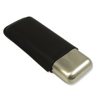 Tan or Black Leather Double Cigar Holder - Embossing Personalized Gift Item