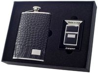 Visol"Gator" Flask and Zippo Lighter Gift Set, 8-Ounce