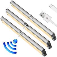 Under Cabinet Lights,10 LED Motion Sensor Lights, Night Light,Led Battery Lights,Motion Led Light Bar, USB Rechargeable Magnet LED Lights Stick on Anywhere Otinlai Silver Warm 3 Pack
