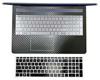 BingoBuy Palmrest Decal Sticker (2-pack) + Keyboard Protector Cover Skin for HP 15-CD 15-CC 15-CB series (15-CD, black carbon fiber)