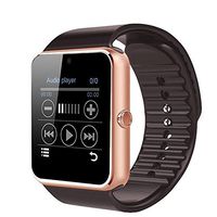 COLOFAN C08 Men and Women Fashion Bluetooth Smart Watches Can Phone and Camera Sports Watch(Gold with Brown Band)