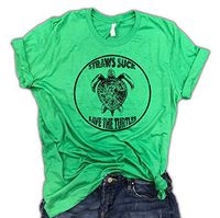 Save The Turtles Straws Suck Unisex Soft Blend Tee Green