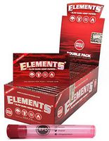 Elements Red Single Wide Slow Burn Hemp Papers (25 Packs/Full Box) with Rolling Paper Depot Doob Tube